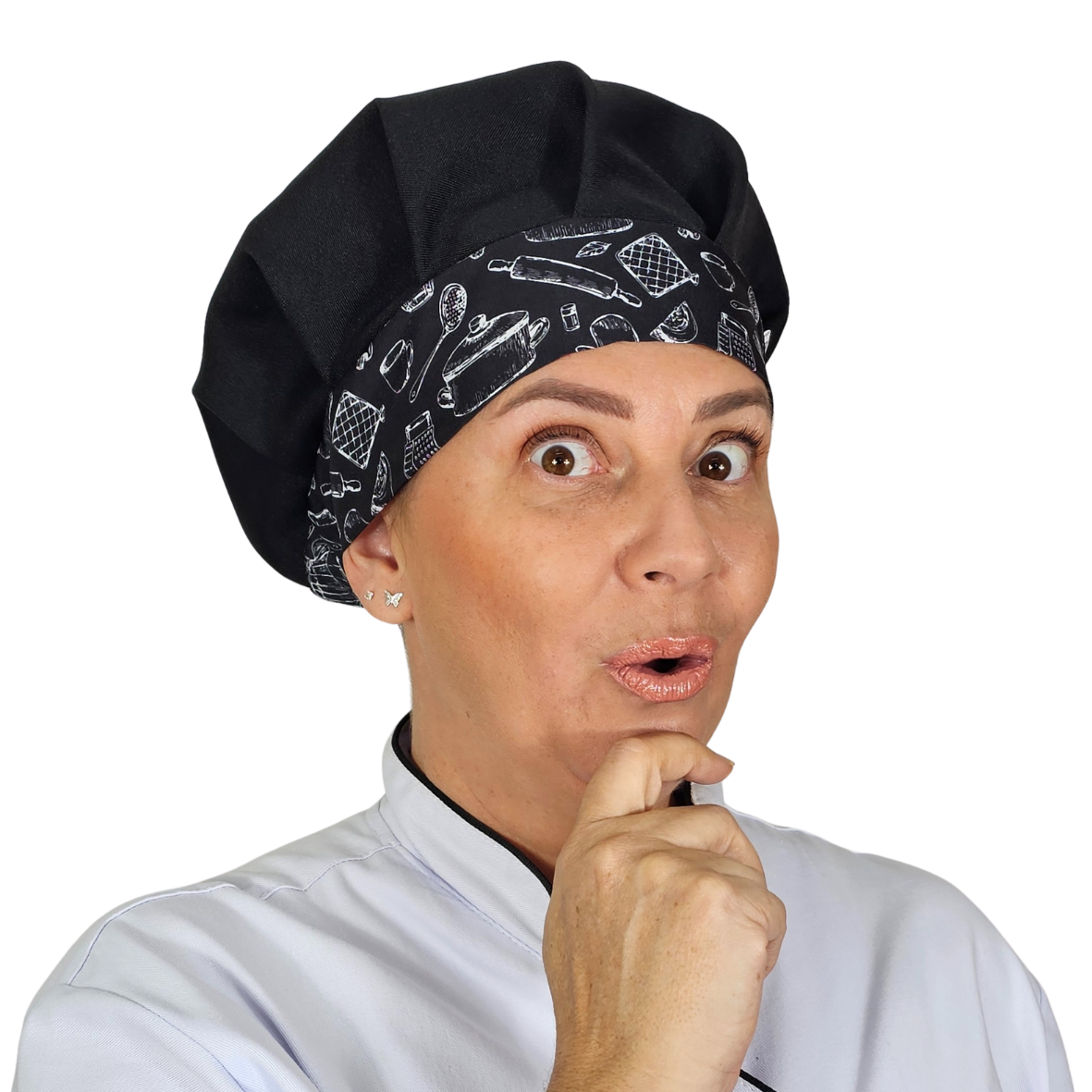 Kit Avental e Touca Gourmet Estampada - Caçarola - Imagem 2