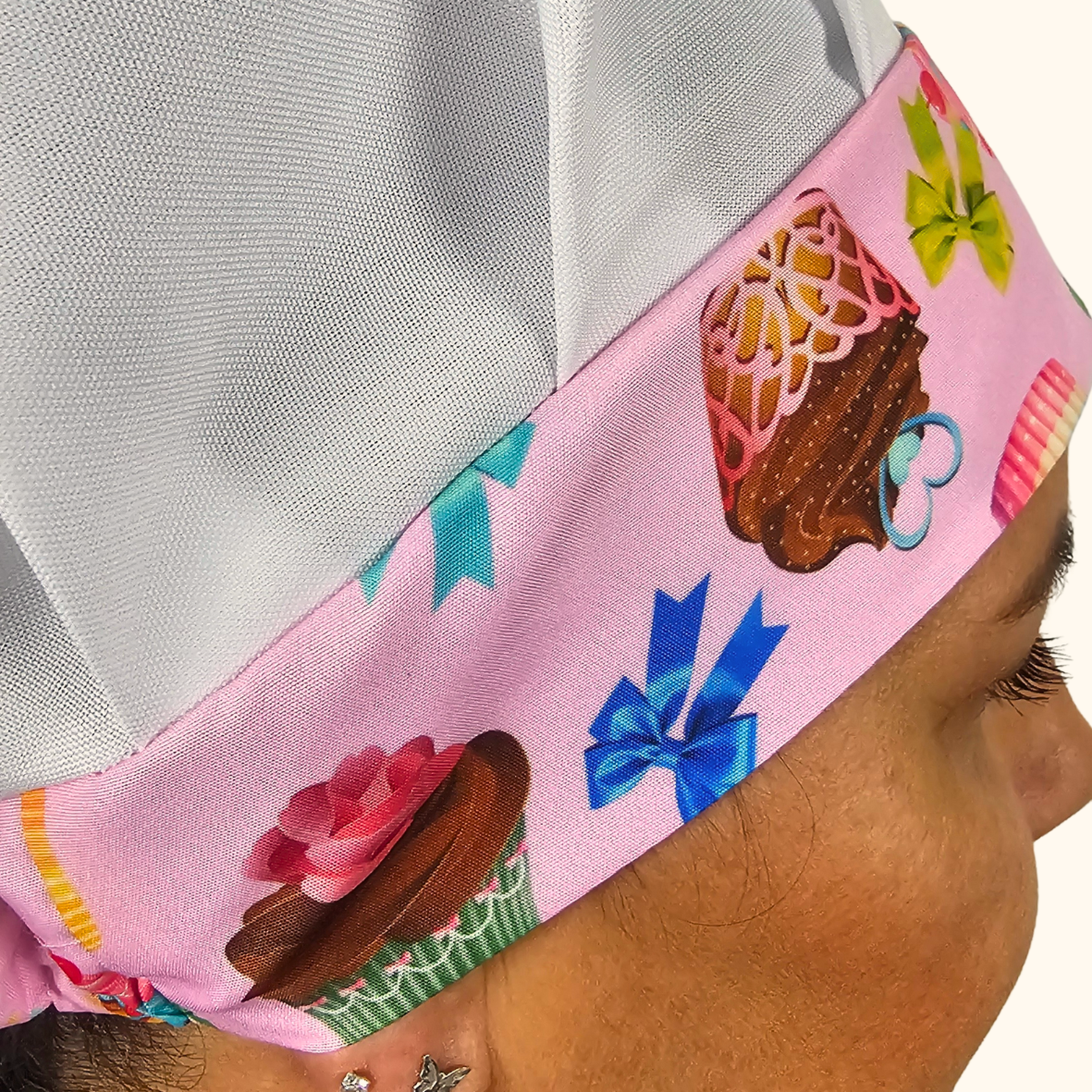 Kit Avental e Touca Gourmet Estampada - Bolo Rosa - Imagem 2