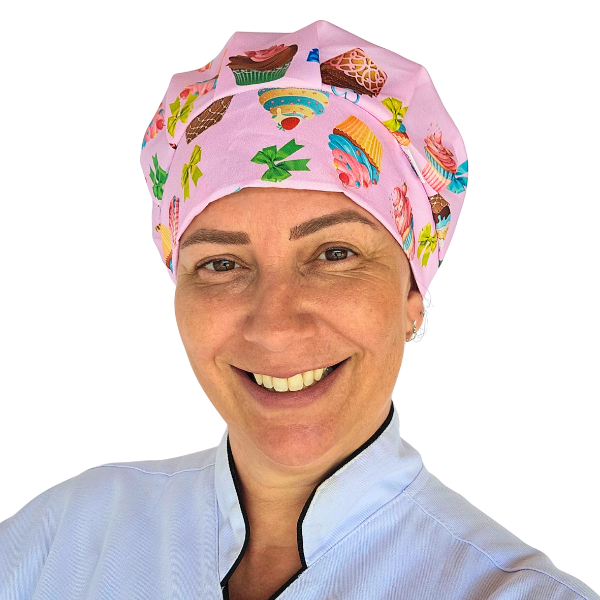 Touca Conffort Estampada - Bolo Rosa