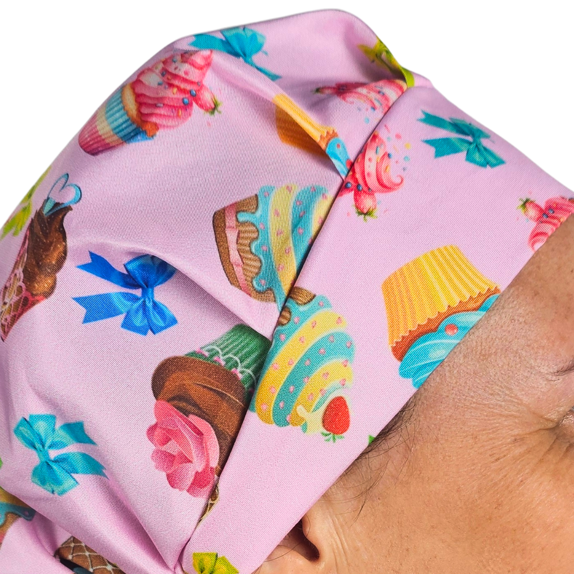 Touca Conffort Estampada - Bolo Rosa - Imagem 2